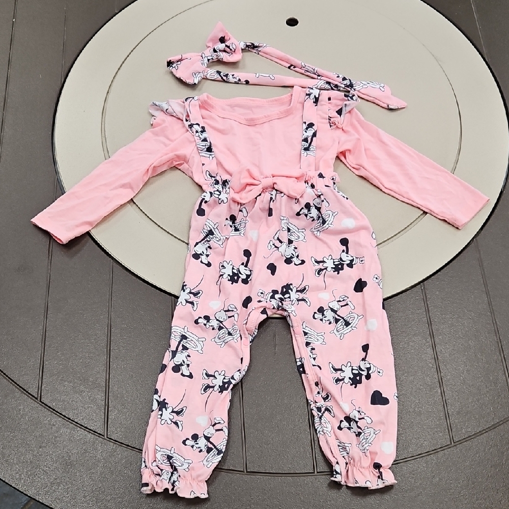 Pink Toddler's Steamboat Willie Disney Onesie NWOT Size 18-24 Months